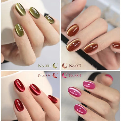 9 Color/Set Crystal Cat Eye Gel Nail Polish Set Semi Permanent UV LED Gel Lacquer Magnetic Cat Eye Gel Varnish For Nail Art 15ml