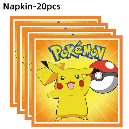 Pokemons Birthday Party Decoration Lightning Pikachu Balloon Tableware Kit Cup Plate Gift Bag Kid Favor Gift Baby Shower Supplie