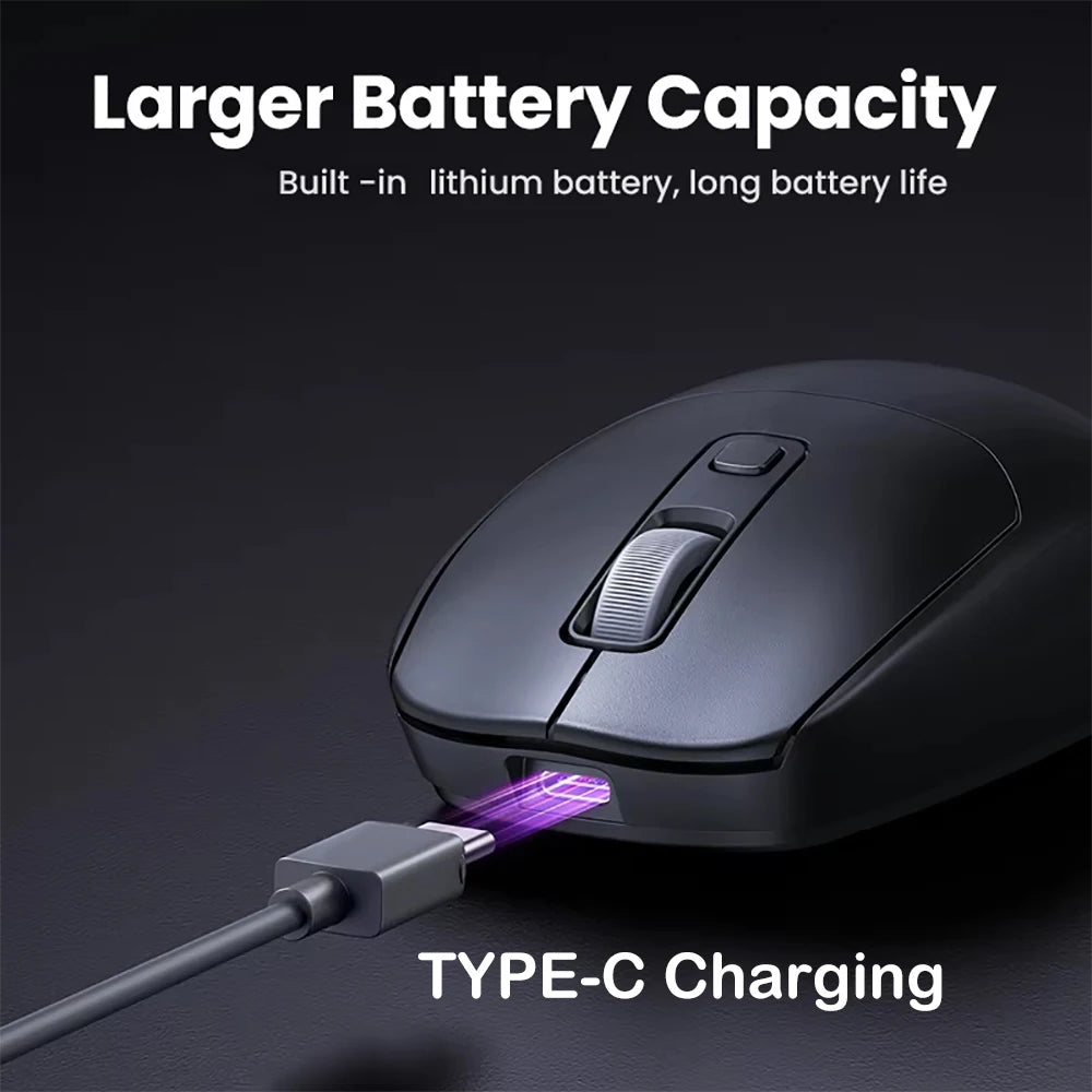 Bluetooth 5.2 Mouse 2.4G Wireless Mouse Dual-Mode Silent Mouse Rechargeable Gaming Mouse 1600DPI For Laptop Computer Win Mac OS