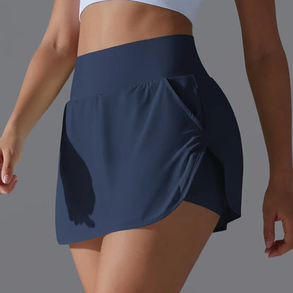 Sports Yoga Skirt Women 2 in 1 Badminton Tennis Skirt With Shorts High Waist Breathable Sweat Skirt Athletic Fitness Golf Skorts