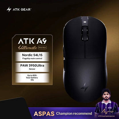 ATK DragonFly A9 Air Ultimate Wireless Gaming Mouse PAW3950 Ultra 42000DPI 750IPS 8KHz RGB Ergonomic Design for Windows MacOs
