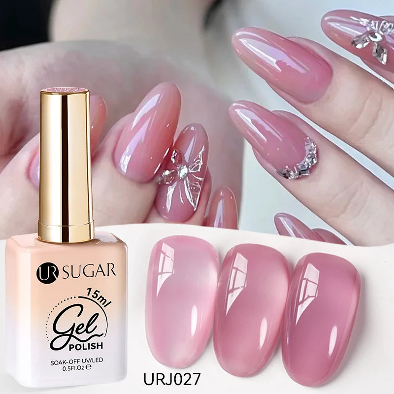 UR SUGAR 15ml Jelly Milky White Translucent Color Gel Polish Semi Permanent UV Gel Nail Art Soak Off Gel Varnish Latest Fashion