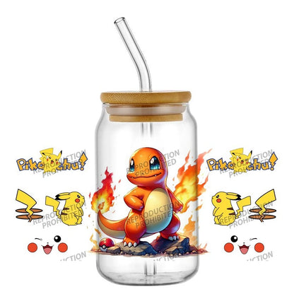 26 New cute Styles Cartoon Pokemon Friends 16oz UV DTF 3D Phone Sticker Decals Wraps Glass Can Cups Creative Craft DIY Gifts