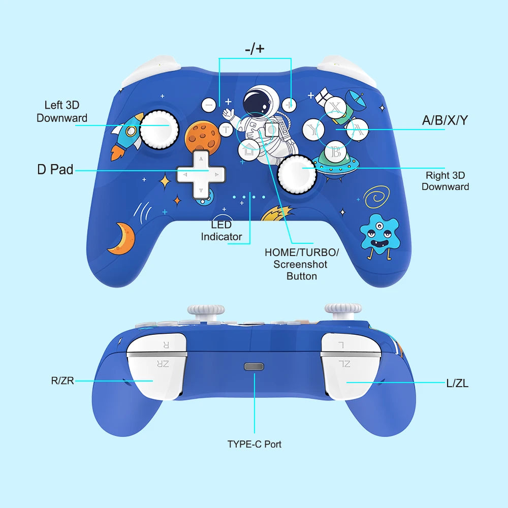 GAMINJA NS009S Wireless Controller BT Gamepad For Nintendo Switch Lite PC TV Box 6-axis Dual Vibration Joystic For Switch 2