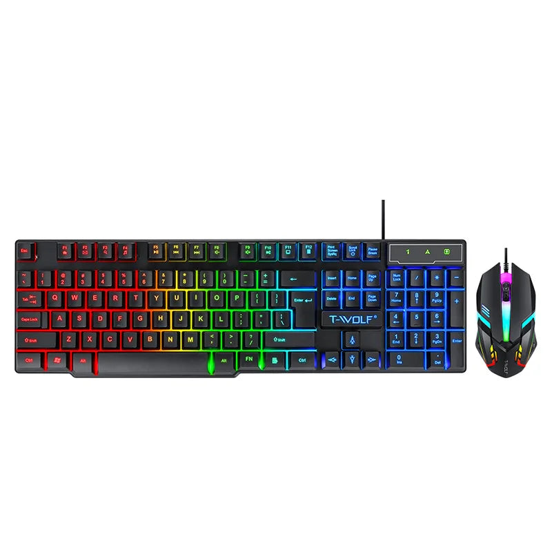 T-WOLF 4-in-1 Ultimate Gaming Combo: RGB Keyboard, Mouse, Headset & Pad