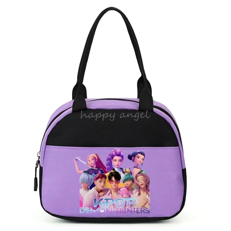 New Lunch Bags KPop Demon Hunters Print Women Men Large Capacity Picnic Drink Thermal Bag Portable Outdoor Food Lunch Handbags
