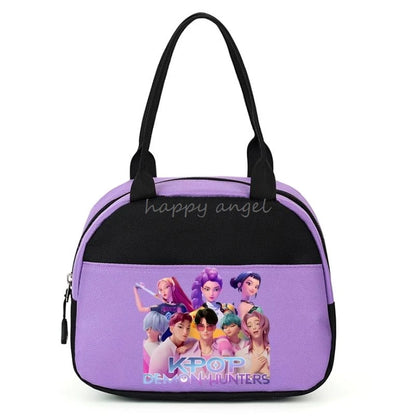 New Lunch Bags KPop Demon Hunters Print Women Men Large Capacity Picnic Drink Thermal Bag Portable Outdoor Food Lunch Handbags