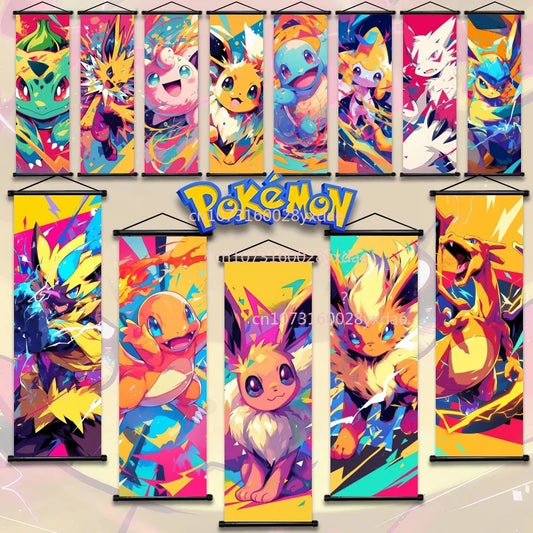 Printed Poster Anime Wall Artwork Gengar Pictures Charizard Painting Canvas Pikachu Hanging Scrolls Home Room Decor