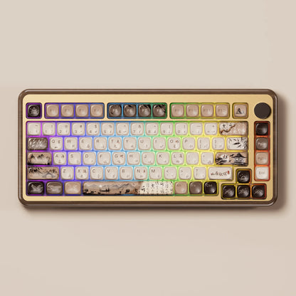 Akko MU02 75% Mountain Seclusion Wooden Mechanical Keyboard RGB Hot-swappable BT5.0/2.4G Wireless & Type-C Wired Gaming Keyboard
