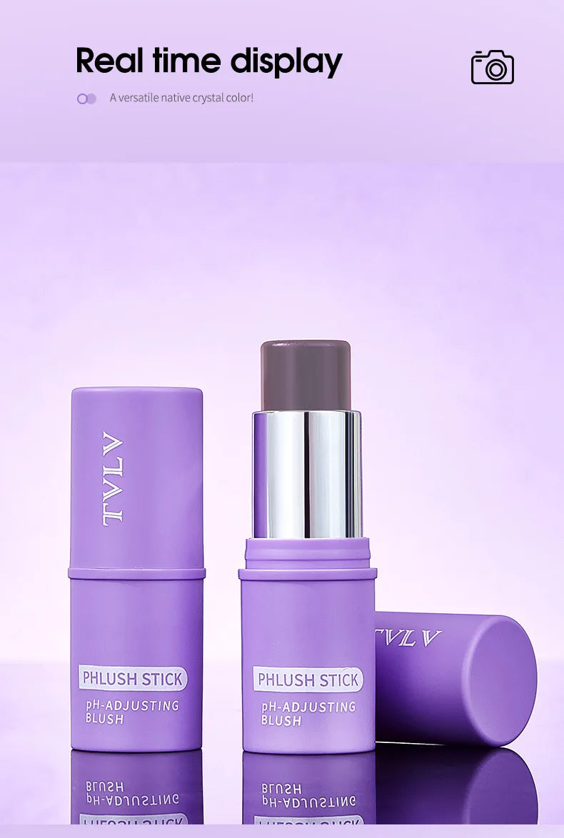 Colorchanging Blush and Lip Balm Dual Applicator Stick Keeps Makeup in Place, Provides Natural Temperature-changing Blush Effect