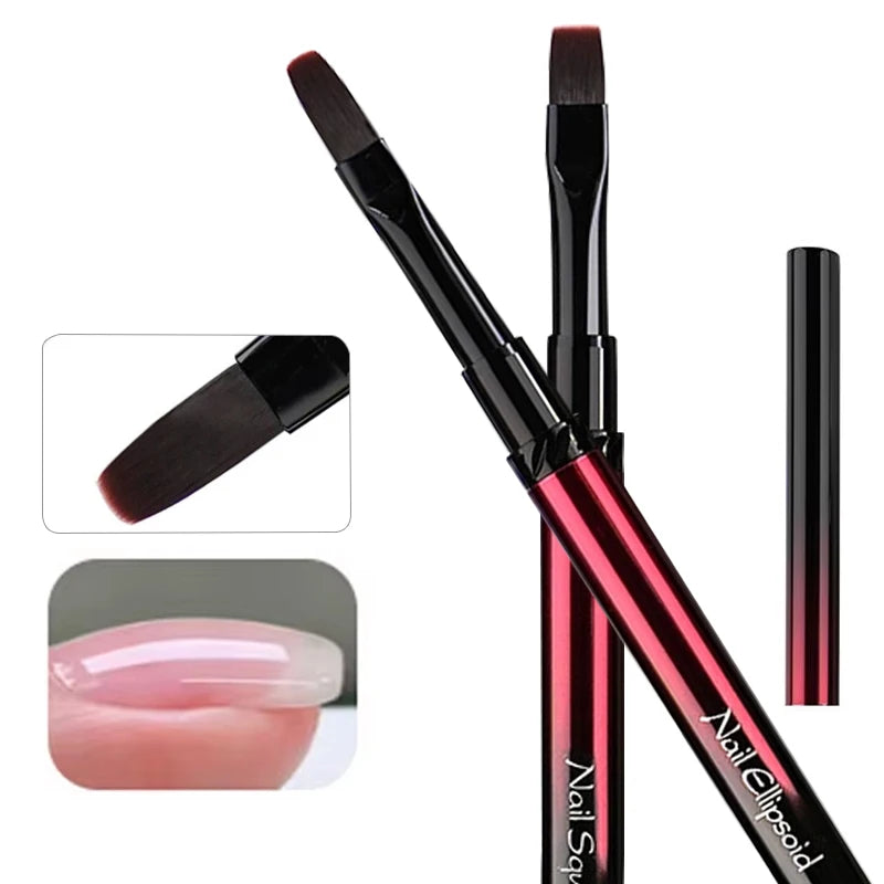 Nail Art Brush Metal Handle Phototherapy Acrylic UV Gel Brush Nails Extension Builder Painting Drawing Pen DIY Manicure Tools