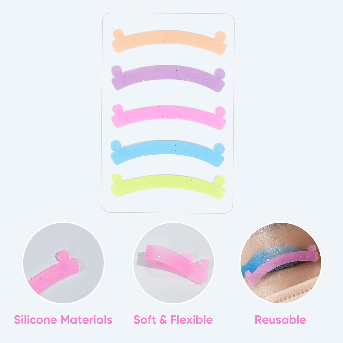 Libeauty 5 Colors Silicone Eyelash Rods Ribbon Soft Colorful Lash Lift Ribbon Perm Multi-Functional Eyelash Lifting Makeup Tools