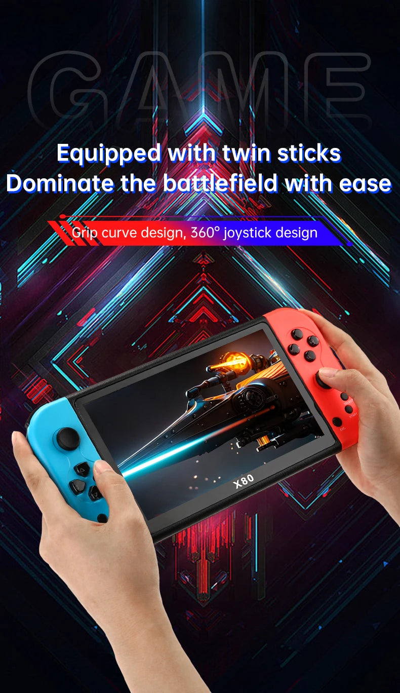 Coopreme X80 Portable Game Console 7-inch HD Large Screen Arcade PS1 Emulator Multi-function Nostalgia Classic PSP Handheld Game