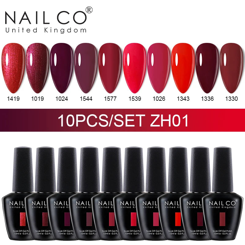 NAILCO 15ml Gel Nail Polish Set 30pcs/Lot Gel Polish Nail Soak Off UV LED Semi-Permanent Varnishes Nail Art Salon Free Shipping