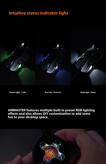 Angry Miao AM Infinity Mouse Tri Mode Wireless Mouse Paw3950 8000Hz Lightweight Hollow Out Magnalium Gaming Mice PC Accessories