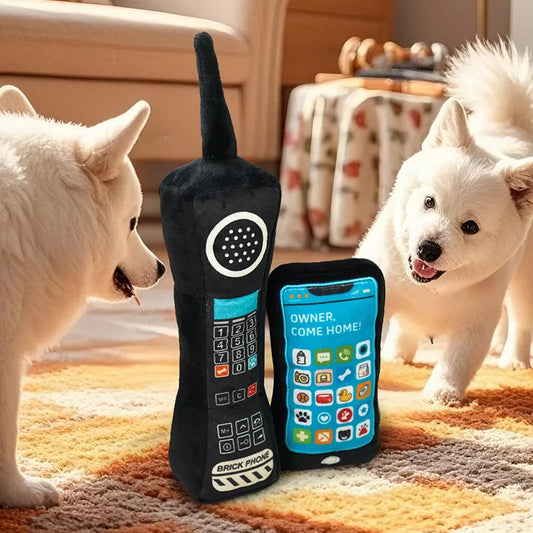 Pet plush hand-held phone toy, dog sound BB squeaky paper toy, suitable for dogs to chew and relieve boredom toy.