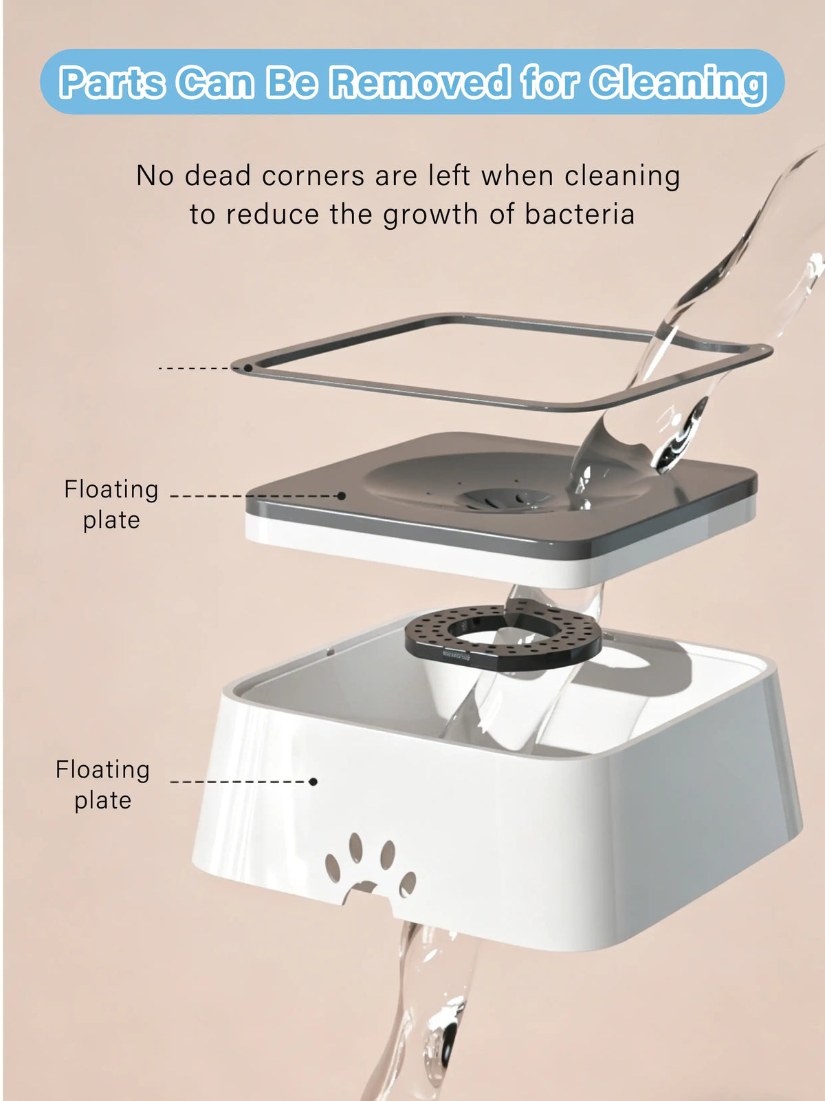 Floating Pet Bowl Dog 1L Cat Water Dispenser ABS Plastic Pet Drinking Bowl for Long-Haired Pets Drinking Dispenser with Filter