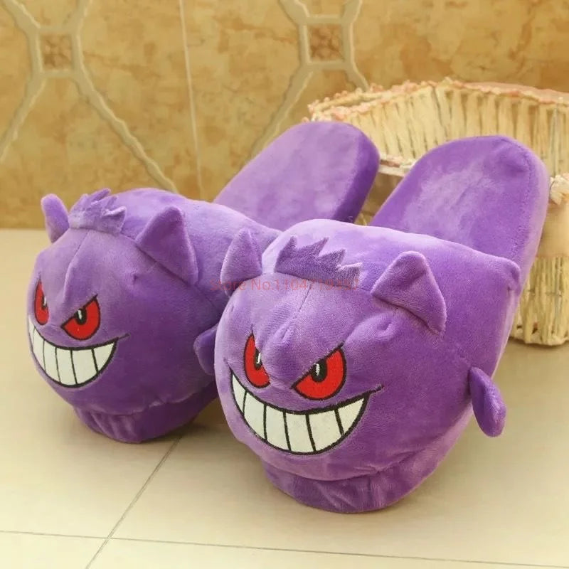 Pokemon Gengar Slippers Funny Tongue Out Design Soft Sole Cute Cozy Winter Warm Indoor Couple Home Wacky Slippers Toy Gifts