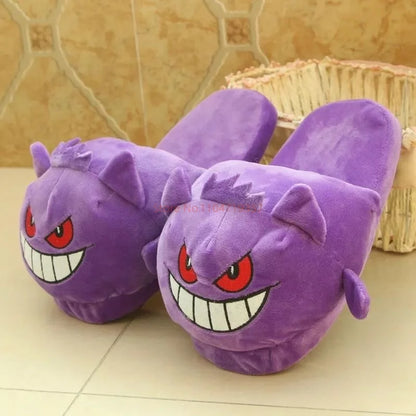 Pokemon Gengar Slippers Funny Tongue Out Design Soft Sole Cute Cozy Winter Warm Indoor Couple Home Wacky Slippers Toy Gifts