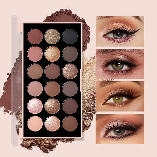 18Color Eyeshadow Palette Pearlescent Matte Fine Shimmer Glitter Earth Tones Long Lasting High Performance Beauty Makeup