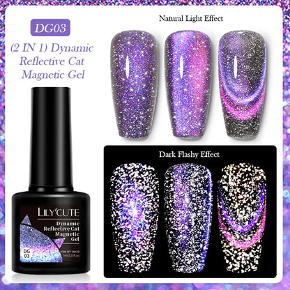 LILYCUTE 7ml 9D Cat Magnetic Gel Nail Polish Iridescent Magnet Semi Permanent Soak Off UV LED Manicure For Nail Art Gel Varnish