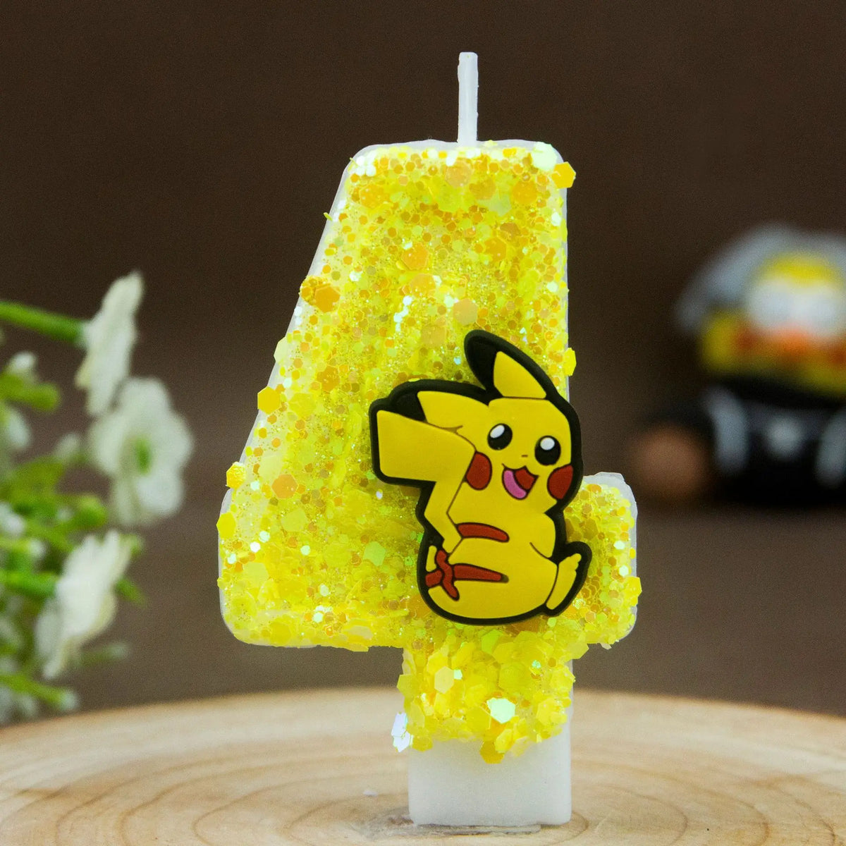 Birthday candle yellow Pikachu party cake decoration plug-in digital candle 0-9