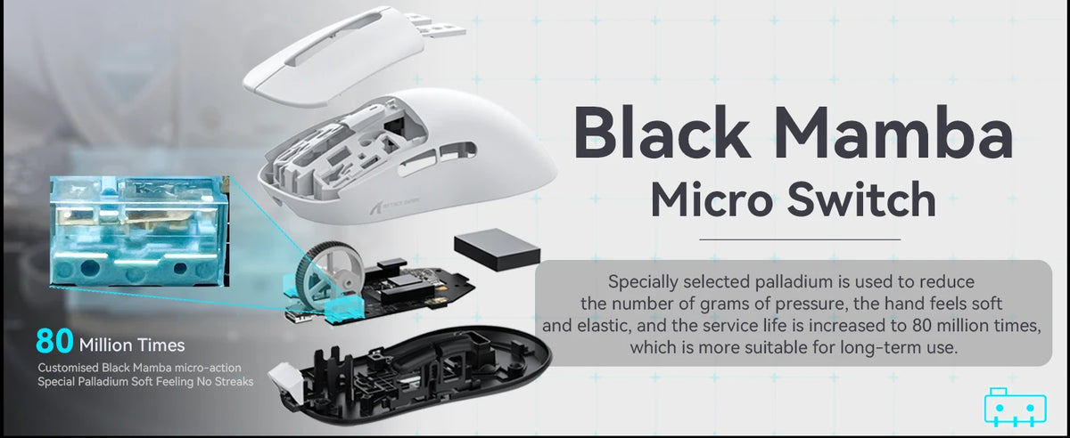 ATTACK SHARK X6 Lightweight Wireless Gaming Mouse with RGB Backlight Charging Base,Tri-Mode,26K DPI, PAW3395 Optical Sensor