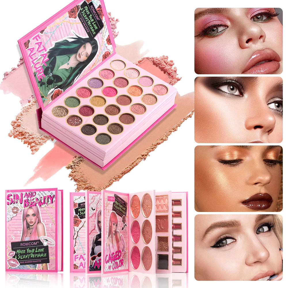 5-Page Makeup Palette with 70 Colors: 48 Matte & Shimmer Eyeshadows, 6 Lip Colors, 6 Blushes, and 10 Contour Shades - The Perfec