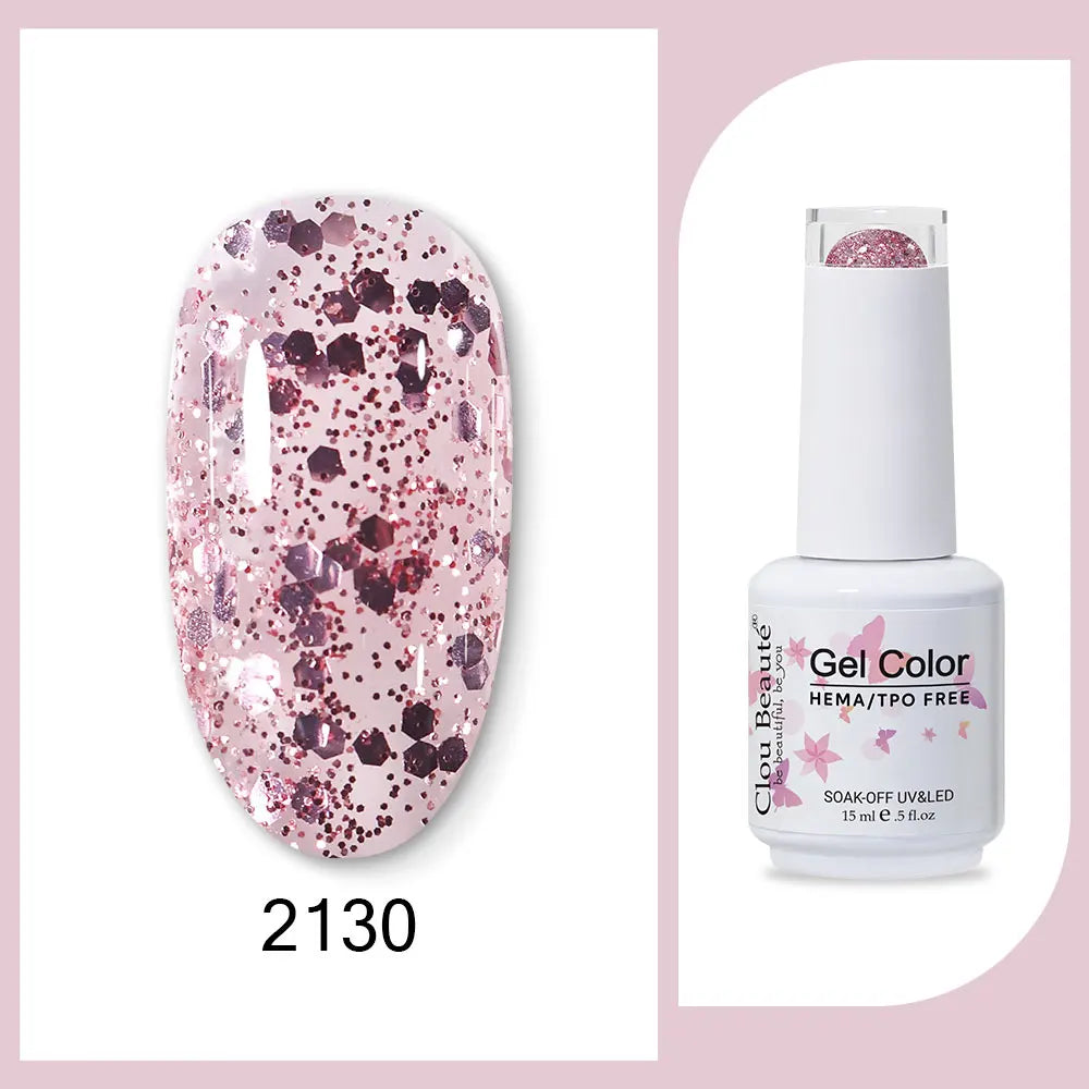 Clou Beaute 15ml Red Black White Green Neon Gel Nail Polish Base Top Coat Velvet Top 400 Colors Semi Permanent Gel Nail Varnish