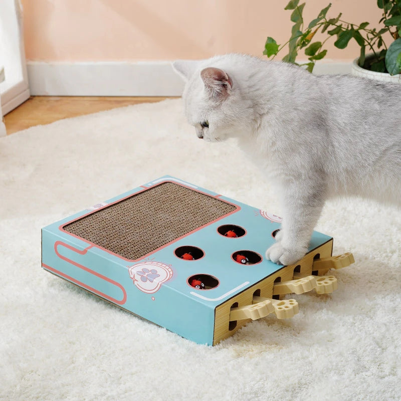 Cat Toy Whack-a-Mole Cat Scratching Board Toy Grinding Claw Rest Play Funny Cat Interactive Multifunctional Cat Supplies