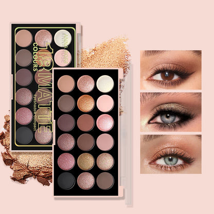 18Color Eyeshadow Palette Pearlescent Matte Fine Shimmer Glitter Earth Tones Long Lasting High Performance Beauty Makeup