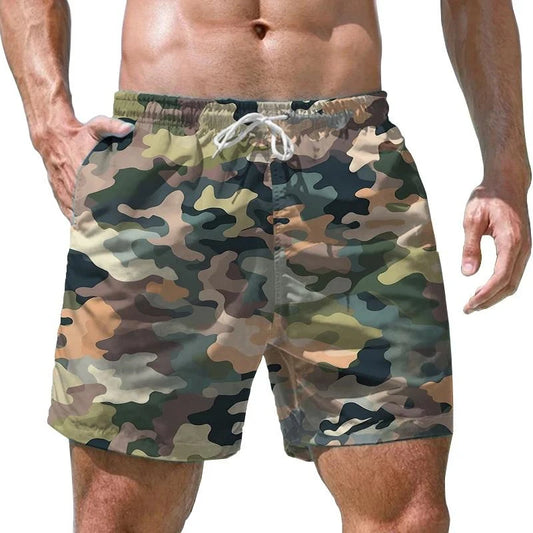 Camouflage Military Beach Shorts Men 3D Print Army Veteran Board Shorts Quick Dry Swimsuit Swim Trunks Cool Soldiers Ice Shorts