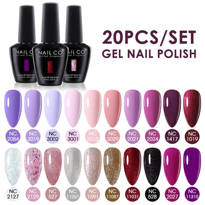 NAILCO 15ml Gel Nail Polish Set 30pcs/Lot Gel Polish Nail Soak Off UV LED Semi-Permanent Varnishes Nail Art Salon Free Shipping