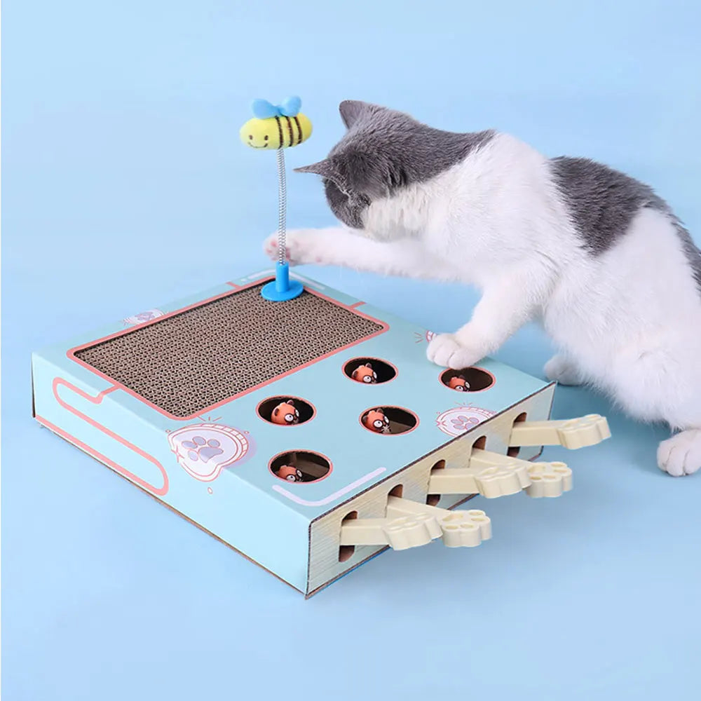 Cat Toy Whack-a-Mole Cat Scratching Board Toy Grinding Claw Rest Play Funny Cat Interactive Multifunctional Cat Supplies
