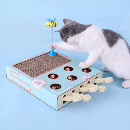 Cat Toy Whack-a-Mole Cat Scratching Board Toy Grinding Claw Rest Play Funny Cat Interactive Multifunctional Cat Supplies