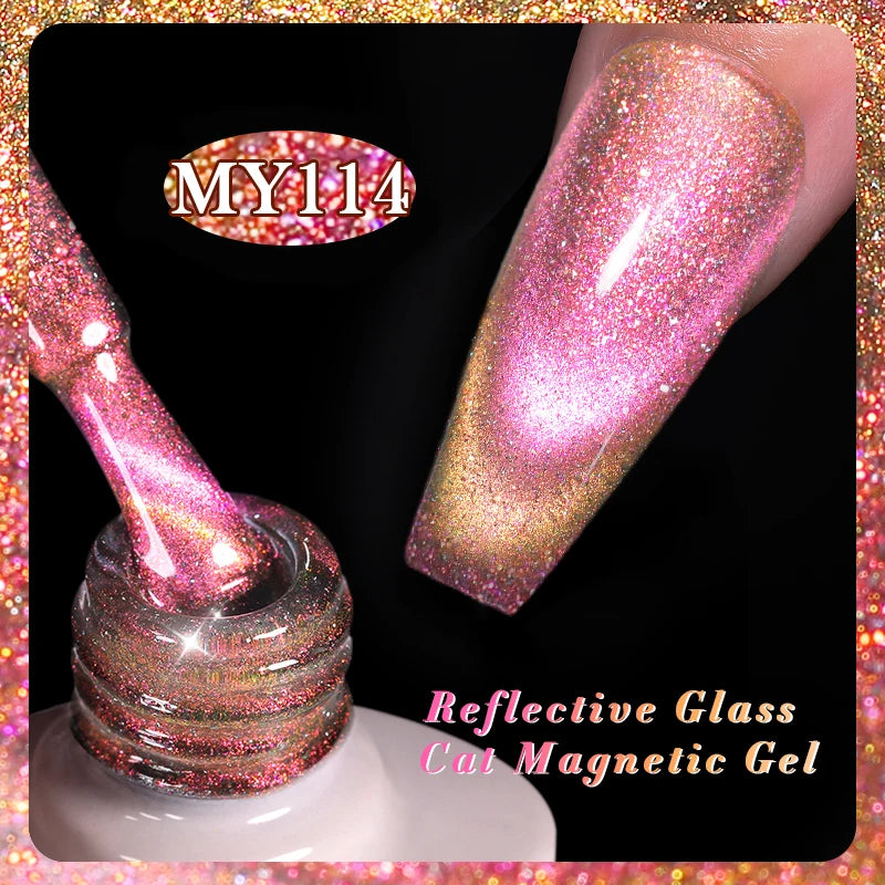 BORN PRETTY Sparkling Glass Bead Cat Magnetic Gel Nail Polish Flash White Spar Red Color Semi Permanent Soak Off UV Gel Varnish