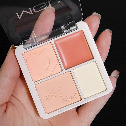 4 Color Pink Peach Blush Powder Cream Palette Highlighter Matte Expanding Color Brightening Face Blusher Rouge Makeup Cheek Tint