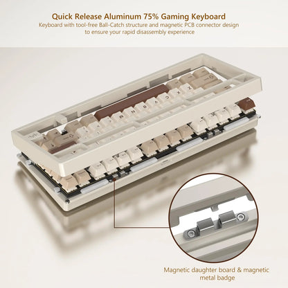 Womier RD75 75% Wireless Mechanical Keyboard Quick Release Aluminum Custom QMK/VIA Tri-Mode Hot Swappable Keyboard