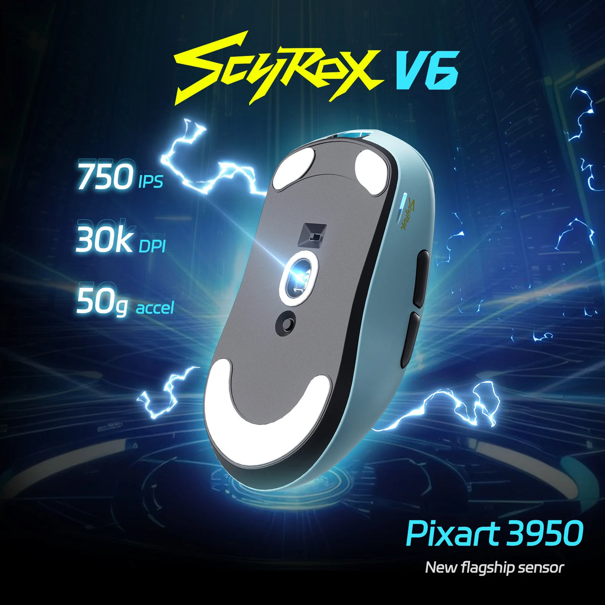 SCYROX V6 Gaming Mouse, Pixart 3950, Optical Switches, Web Based Software, 8K Dongle Included