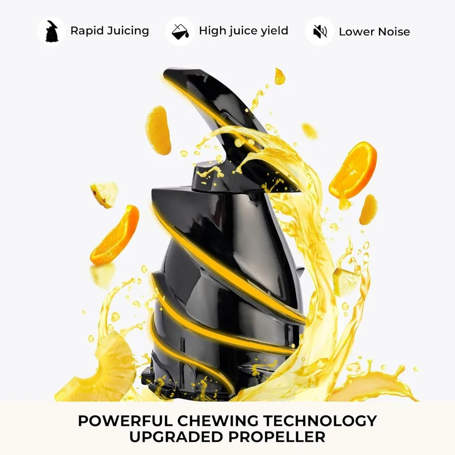 Cold Press Juicer, 5.3" Feed Chute Slow Masticating Machines with 300W, Fit Whole Fruits & Vegetables, High Juice Yield, Easy to