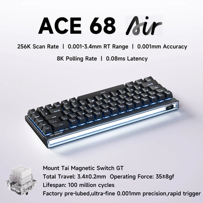 MCHOSE ACE 68 Air Magnetic Switch Gaming Keyboard Hall Effect Rapid Trigger Programmable RGB 8K Hz DKS/MT/TGL/RS/SOCD Keyboard