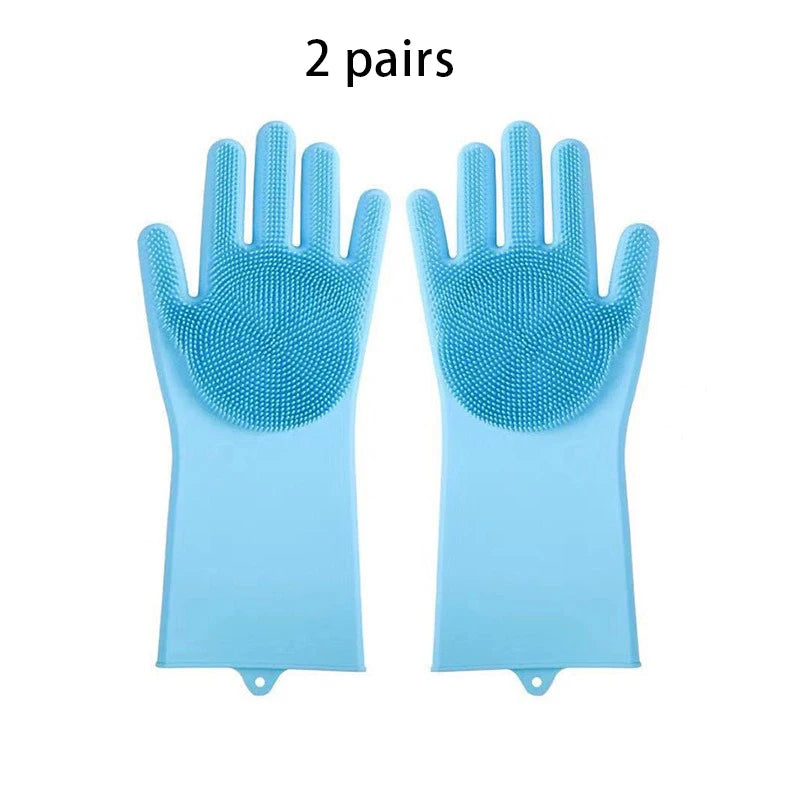 2-Piece Silicone Pet Grooming Gloves: 3-in-1 Bathing, Deshedding & Massage Set