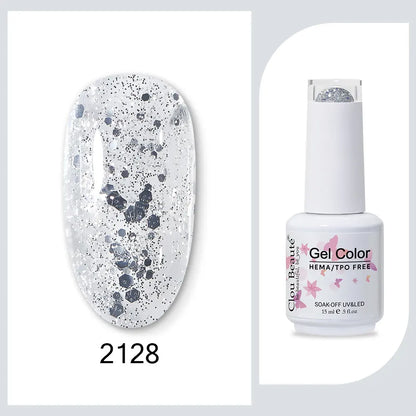 Clou Beaute 15ml Red Black White Green Neon Gel Nail Polish Base Top Coat Velvet Top 400 Colors Semi Permanent Gel Nail Varnish