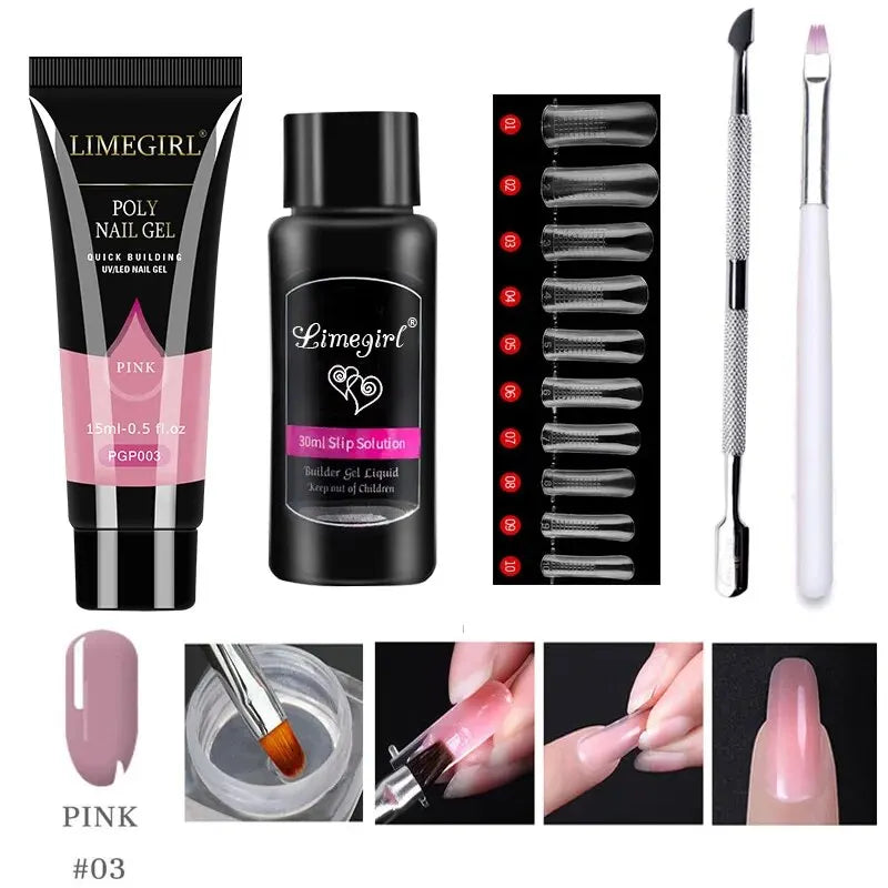 LIMEGIRL 15ml Nail Extension Gel Set Quick Extend Mold Nail Kit Gel Set For Manicure Tools Vernis Semi Permanent Set
