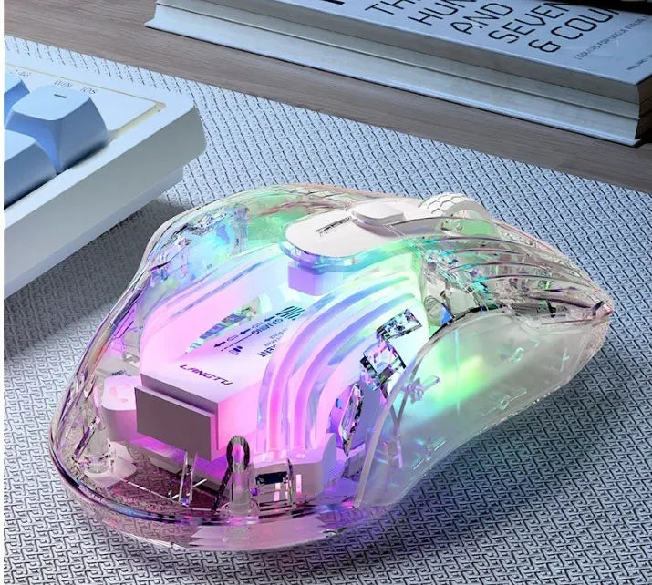 LANGTU G4 Three Mode RGB Bluetooth Wireless Mouse - Desktop Laptop Gaming Office Silent Transparent Mouse