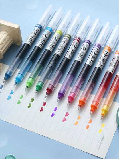 10 Pcs Color Gel pens.Quick Drying Large Capacity，0.5mm, suitable for Students, Note-taking, Marking, Drawing, Bookkeeping.