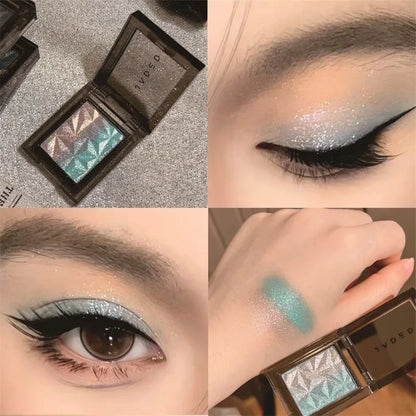 Chameleon Gradient Eyeshadow Palette Glitter Smokey Silver Blue Highlighter Metallic Pearlescent Eyes Makeup Lasting Brightening
