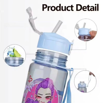KPop Demon Hunters Gradient Water Bottles 750ml High-capacity Drinking Straw Cup Portable Girl Outdoor Bottles Office School