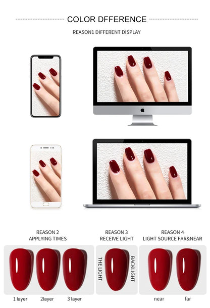 Eleanos Chrismas Red 30 Colors New Year Red Gel Nail Polish Set With Color Card Gel Nail Salon Glitter Lacquer Soak Off UV Gel