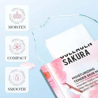 Sadoer Sakura Face Mask Facial Skincare Moisturizing Brightening Hydrating Firming Collagen Facial Masks Face Sheet Mask